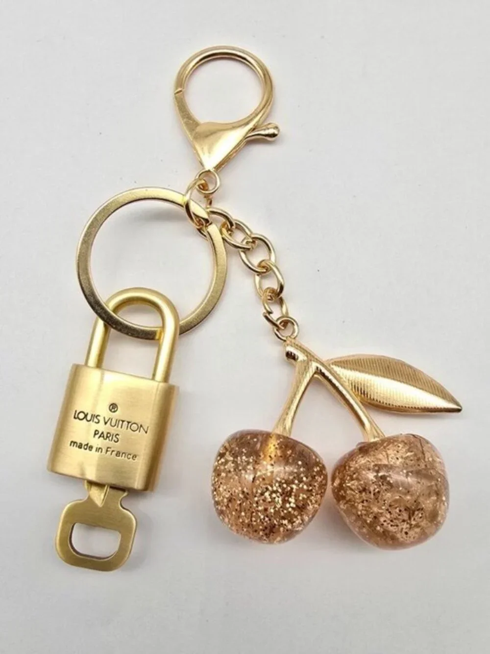 Authentic Louis Vuitton Gold Padlock 🔒 Key Set w/ Unbranded Cherry Bag Charm